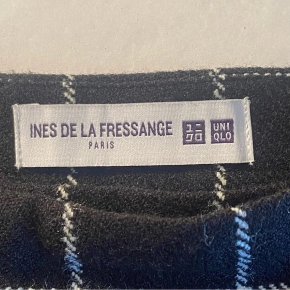 Uniqlo x Ines De La Fressange Wool Blend Fringe Windowpane Wrap Skirt 0 - Picture 5 of 8